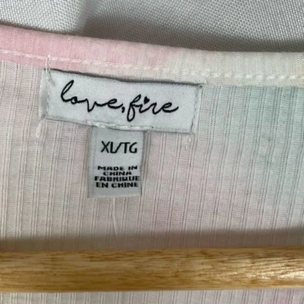 Nordstrom Love, Fire Girls Cardigan & Tank Set Tie Dye Rainbow Stripe XL NWT